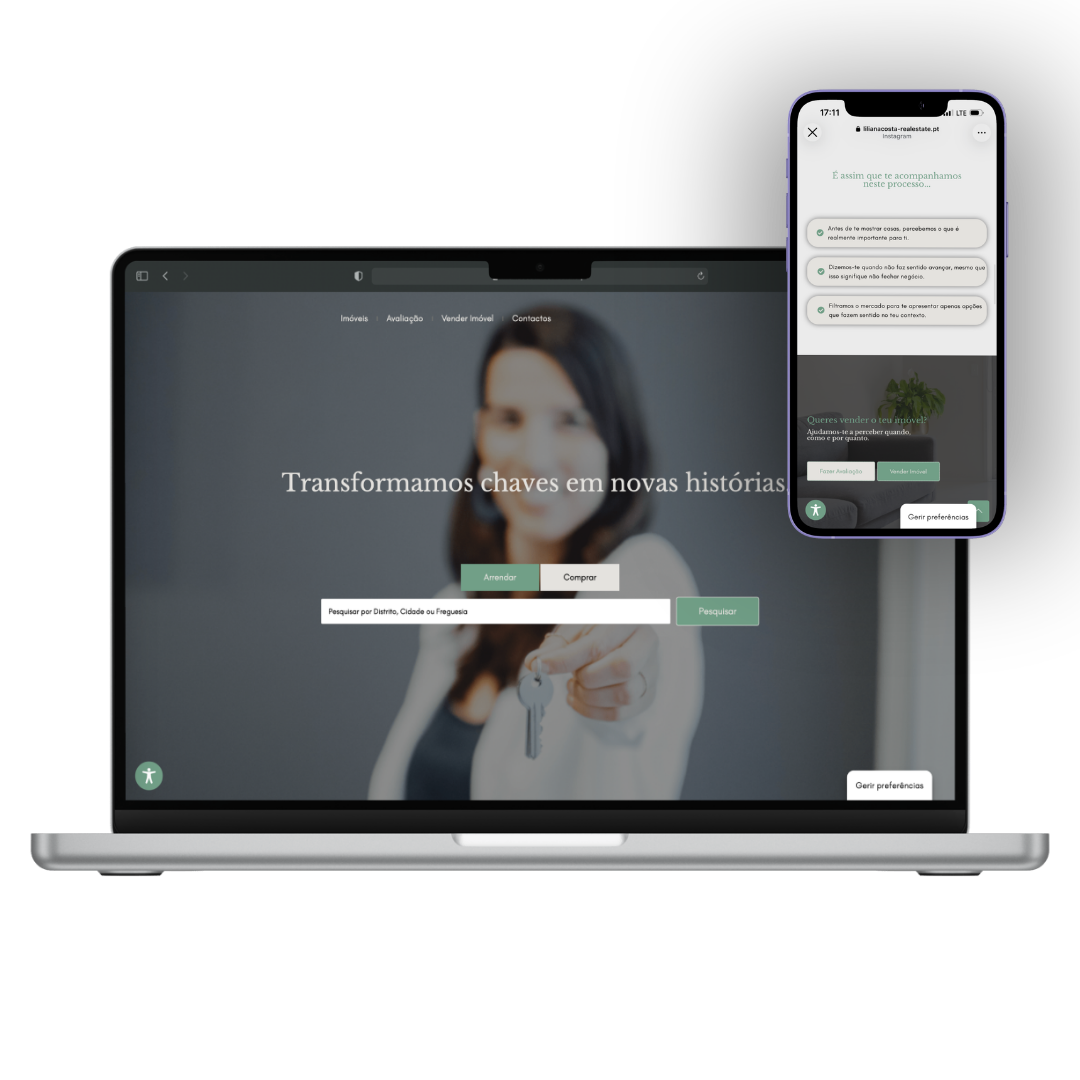 Da estratégia à execução, reunimos serviços de Marketing Digital, Web Design, Gestão de Redes Sociais, Publicidade Online, Email Marketing, SMS Marketing, Desenvolvimento de Websites e Landing Pages numa abordagem integrada e orientada para resultados.
